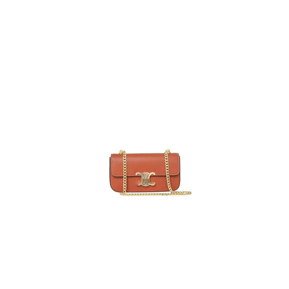 Ce**e claude shiny cowhide leather chain shoulder bag
